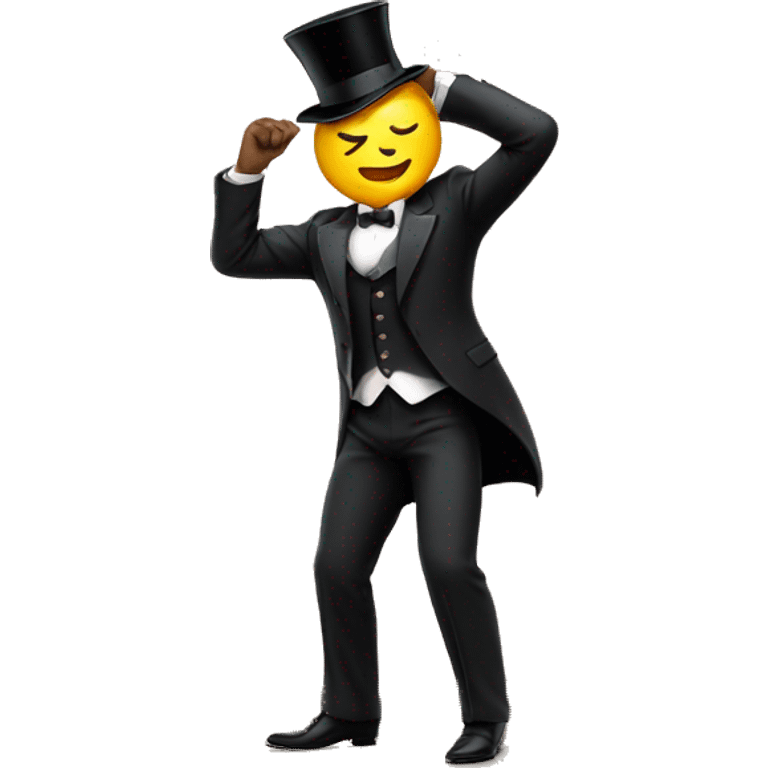 man in a suit and tophat bowing as if on stage emoji