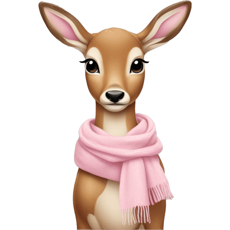 cute deer with baby pink scarf emoji