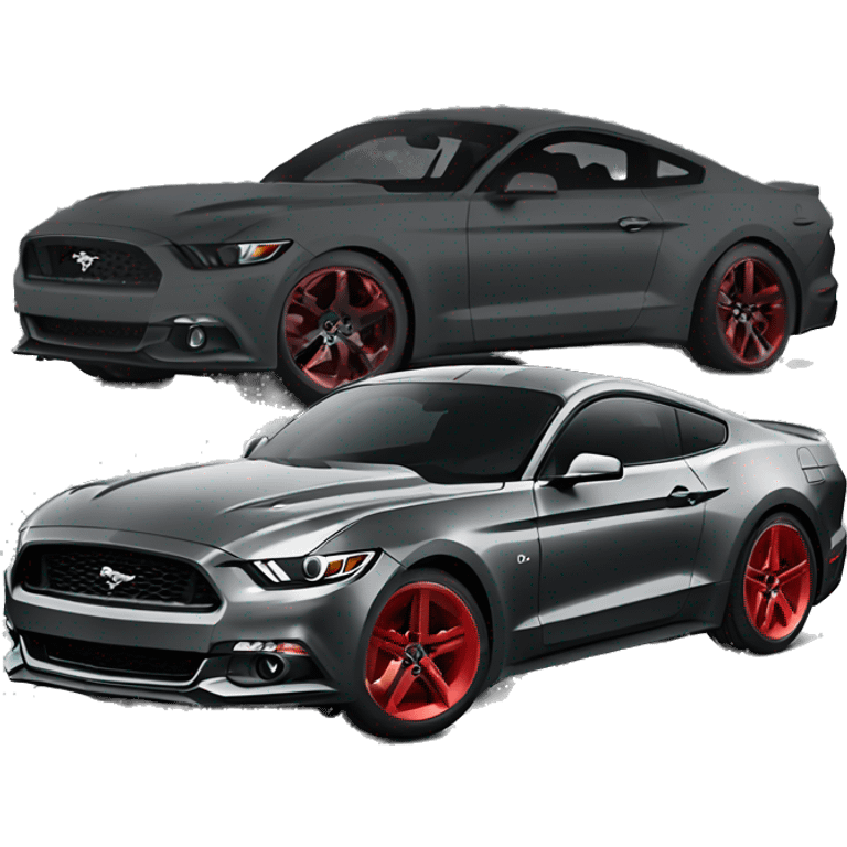 2017 ford mustang dark gray with red wheels emoji