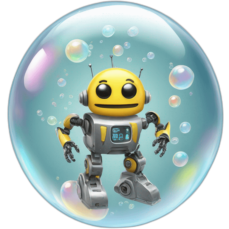 robot inside soap indestructible soap bubble emoji