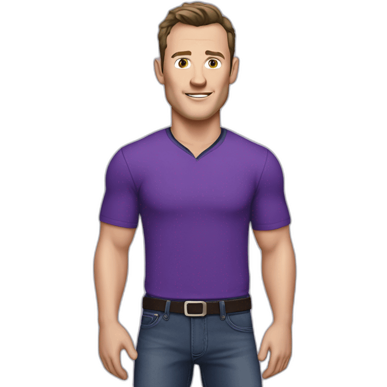 Jonathan Toews wearing a purple shirt and jeans  emoji