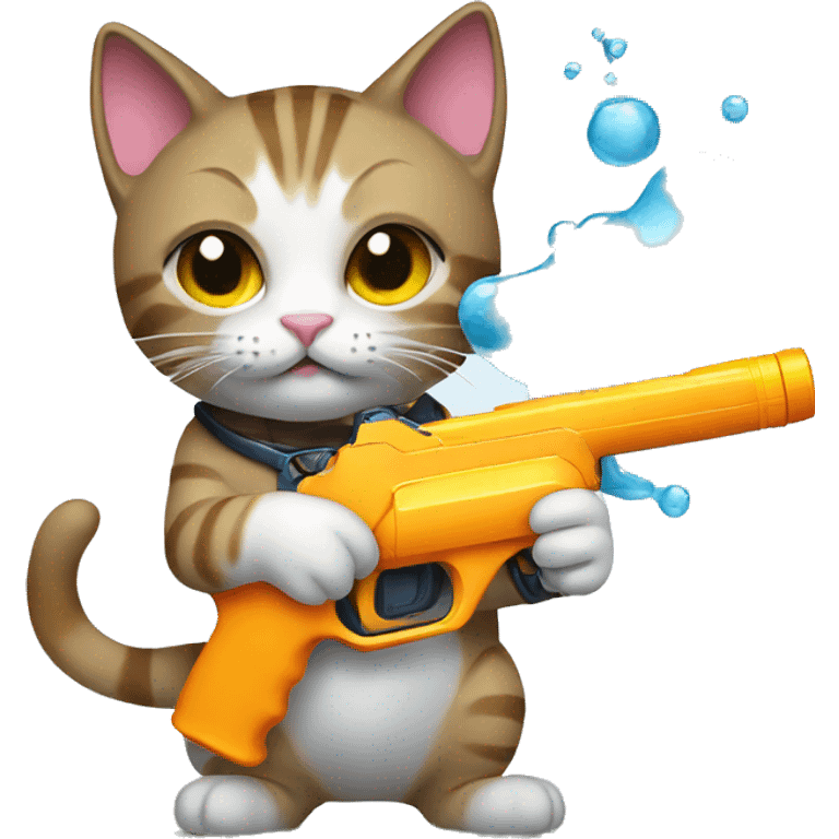 cat holding water gun emoji