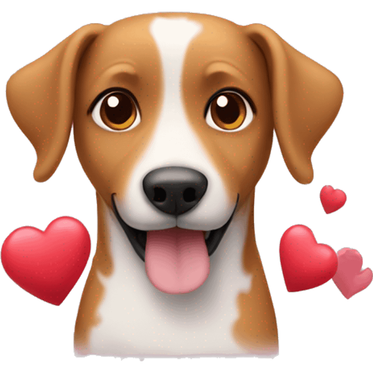 Dog with hearts emoji