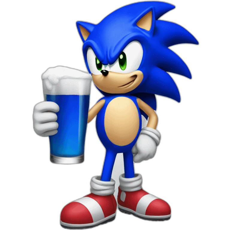 Sonic drinking beer emoji