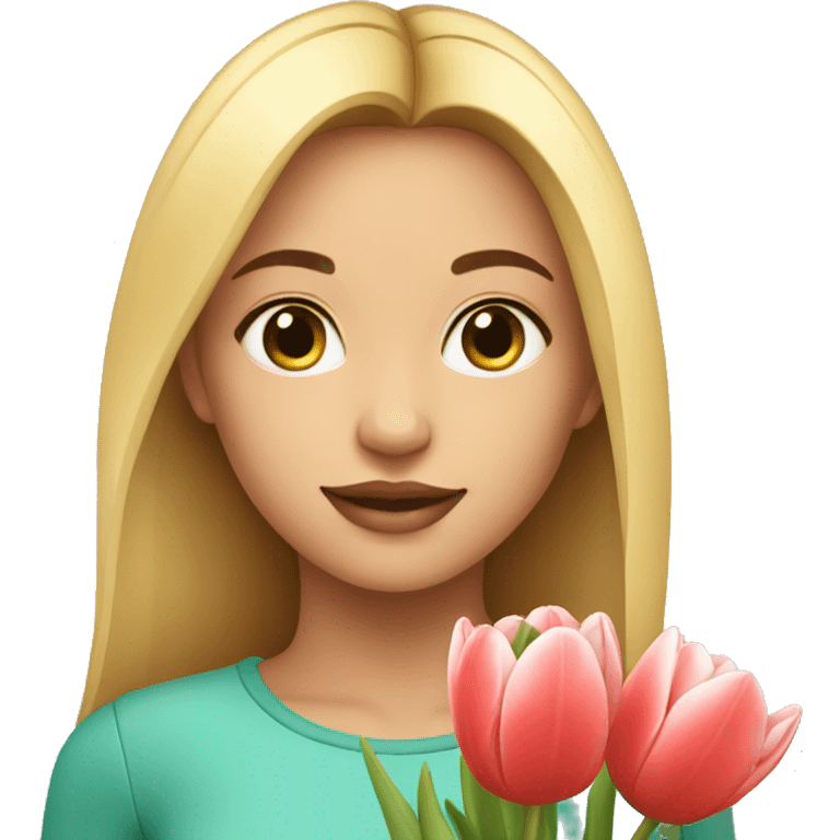 Pretty Girl with tulips emoji