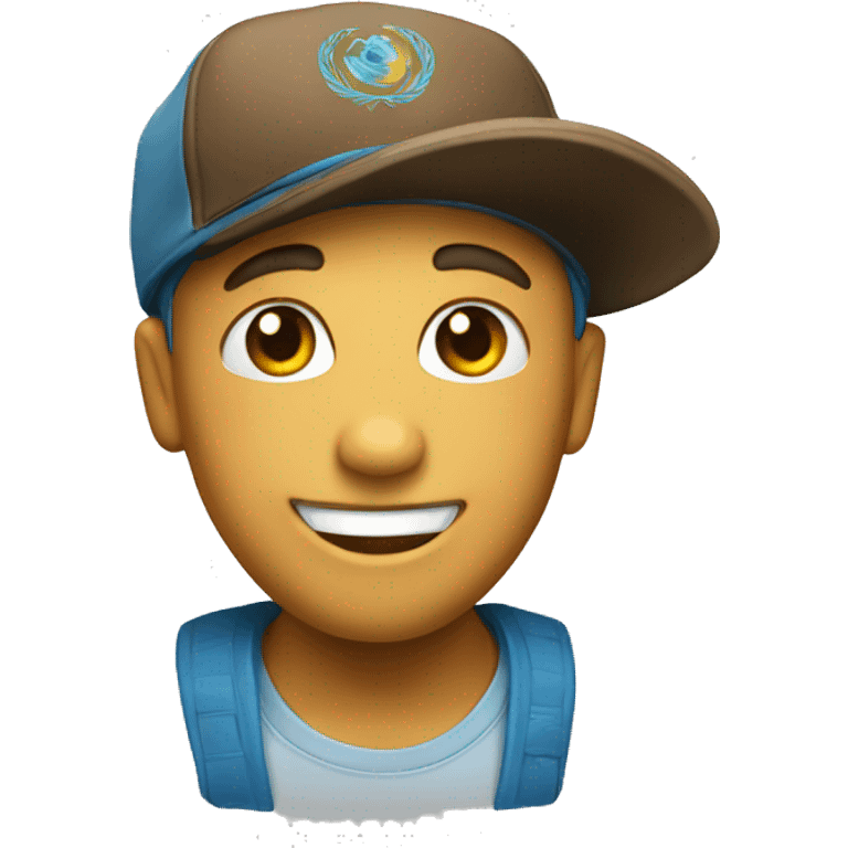 Un emoji sonriente sin un diente y con una gorra  emoji