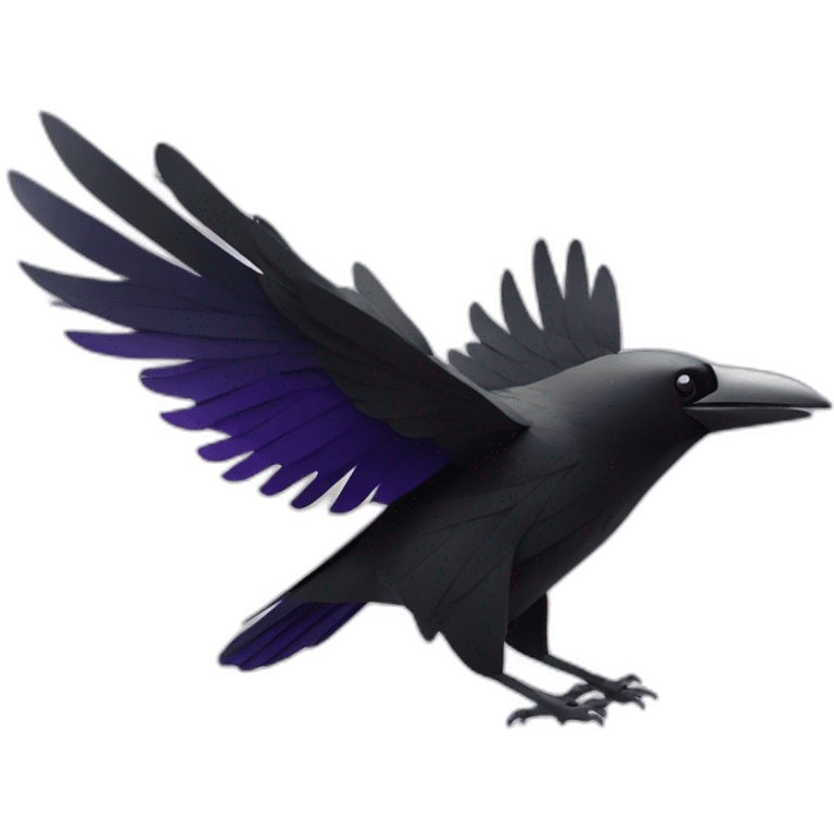 A raven in flight, crafted from intersecting lines and angles, reflecting a digital, tech-forward concept emoji