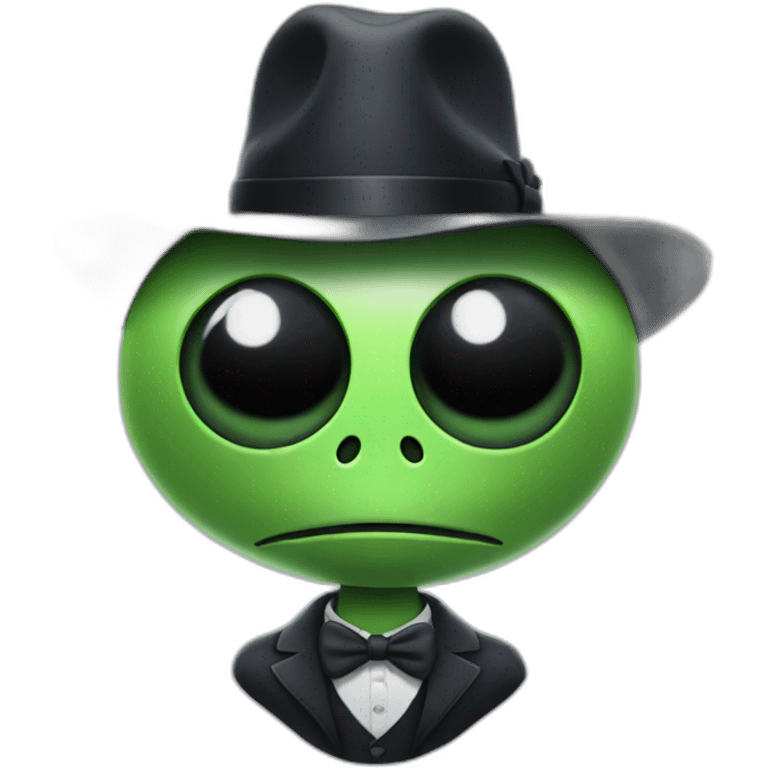 Alien wearing a  bowler hat emoji