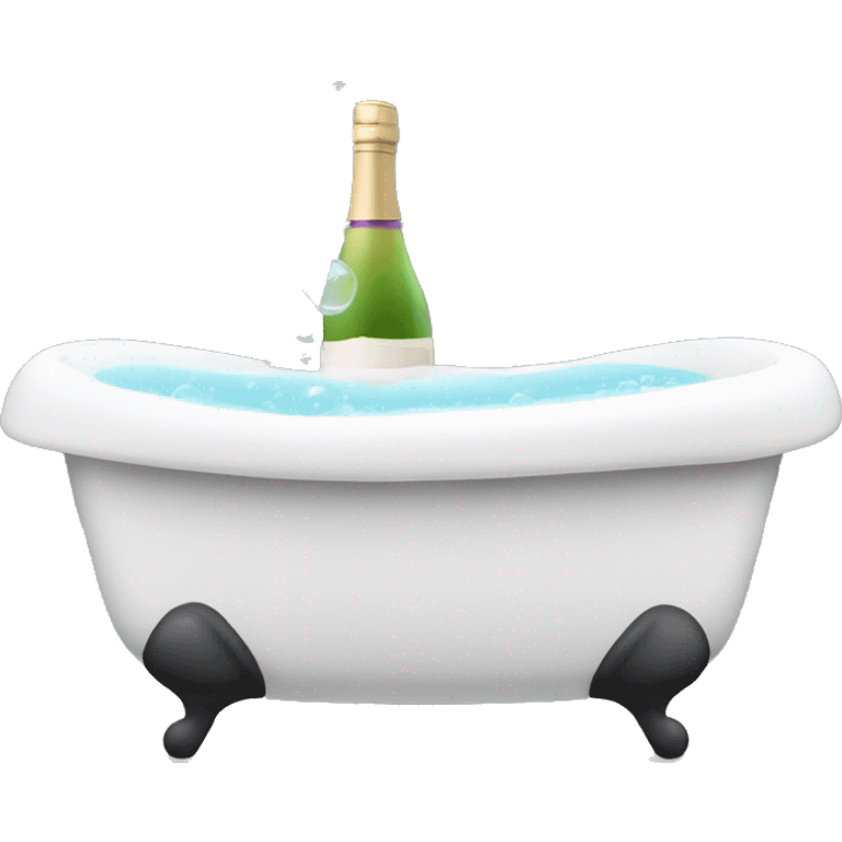 Bath tub with bubbles and wine next to it emoji