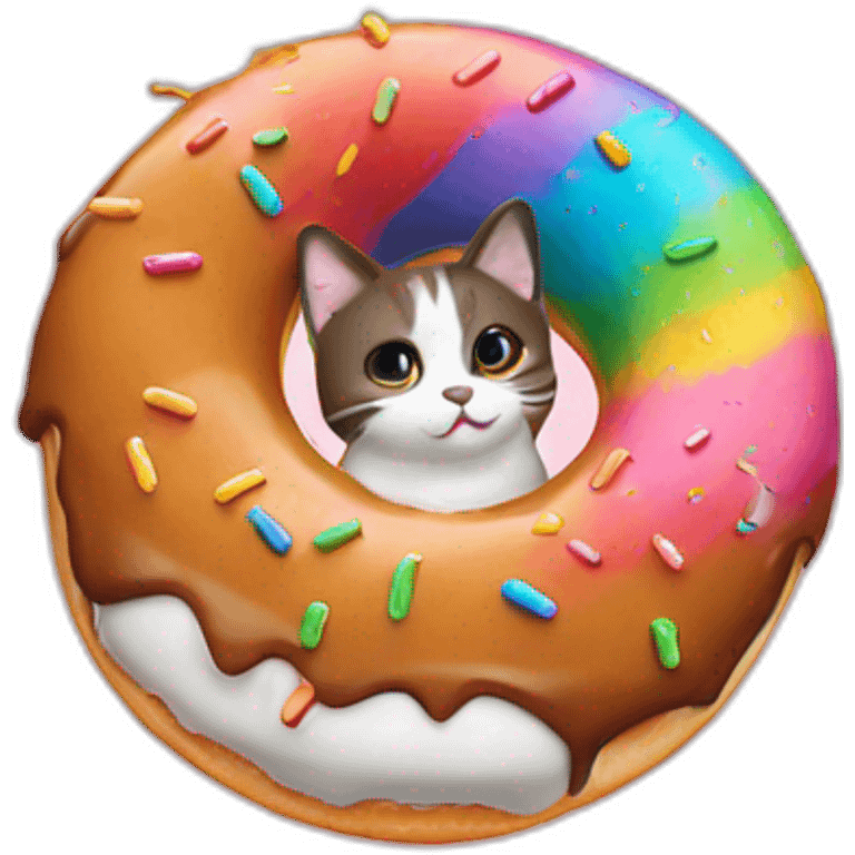 rainbow sprinkles donut with cat emoji