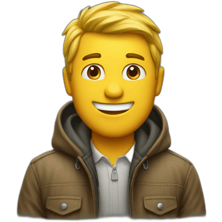 happy guy in jacket emoji