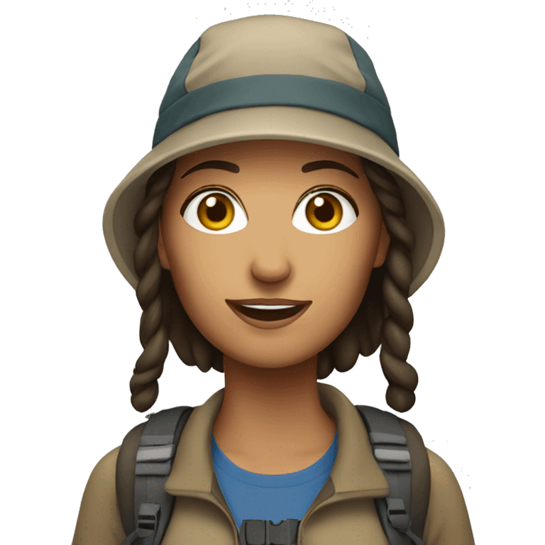 Brunette woman hiker  emoji