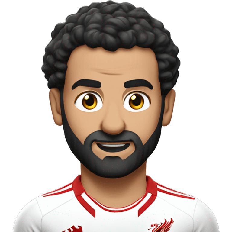 Mohammed Salah in a Liverpool kit firing a bow emoji