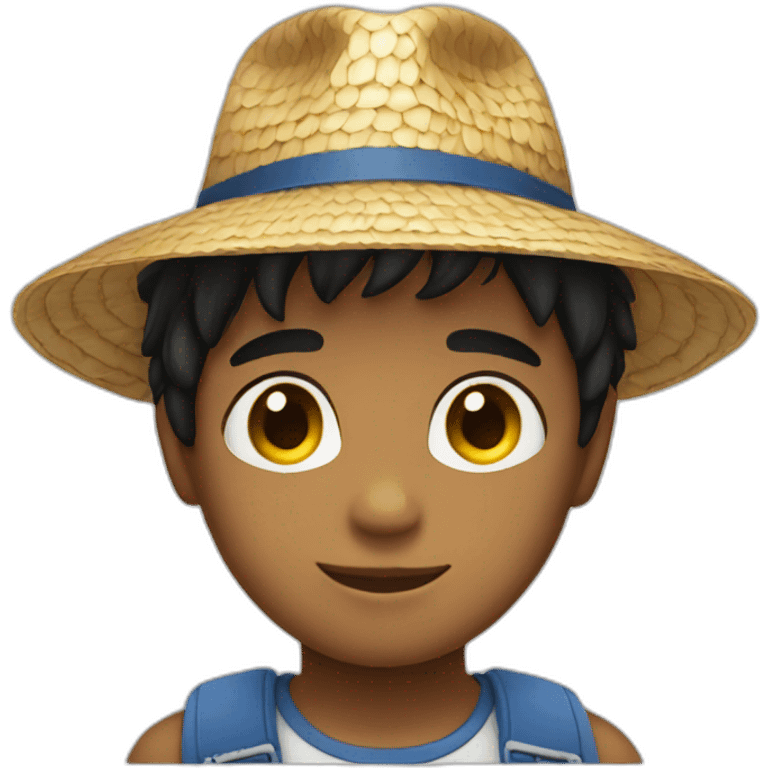 A black haired boy with a straw hat emoji