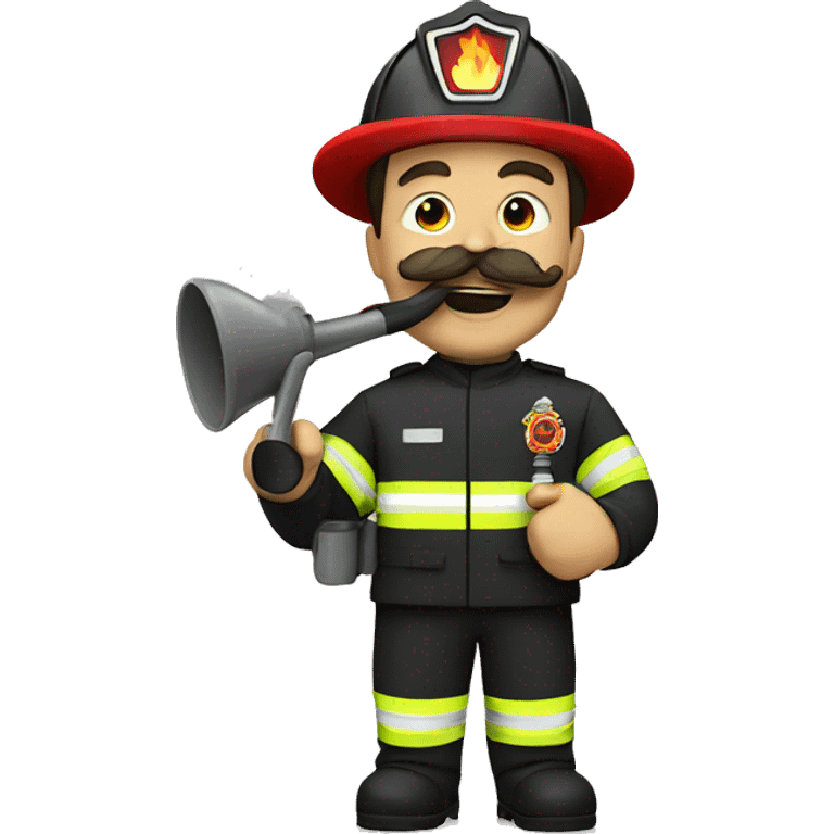 Firemen with mustache throwing up emoji