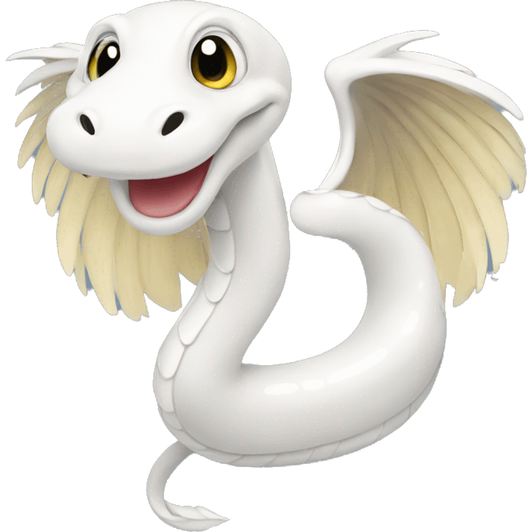 Happy white snake with wings on back emoji