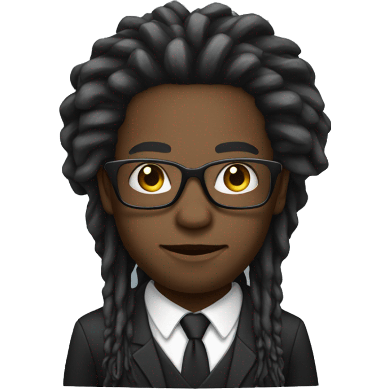 black male with suit with long dreadlocks with glasses emoji