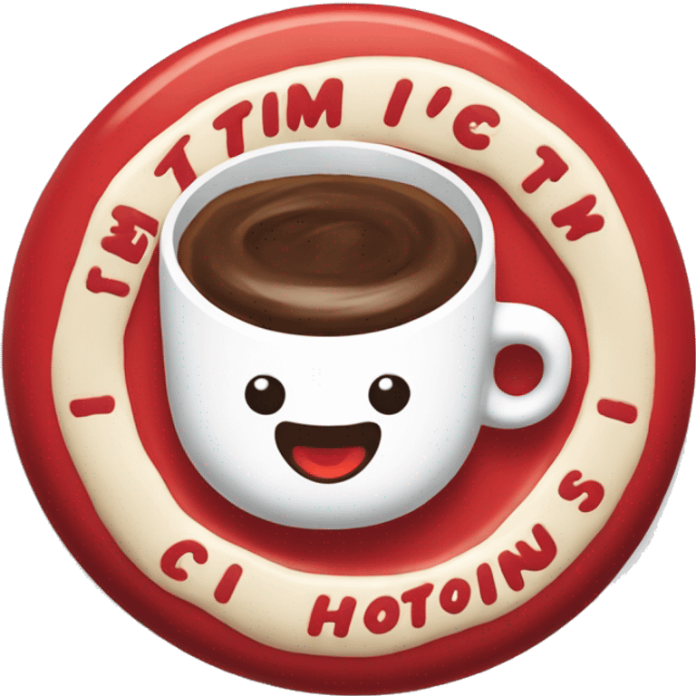 “Tim Hortons store with a red and white color scheme, featuring the classic Tim Hortons logo, a warm and welcoming design that represents a popular coffee and donut shop.” emoji