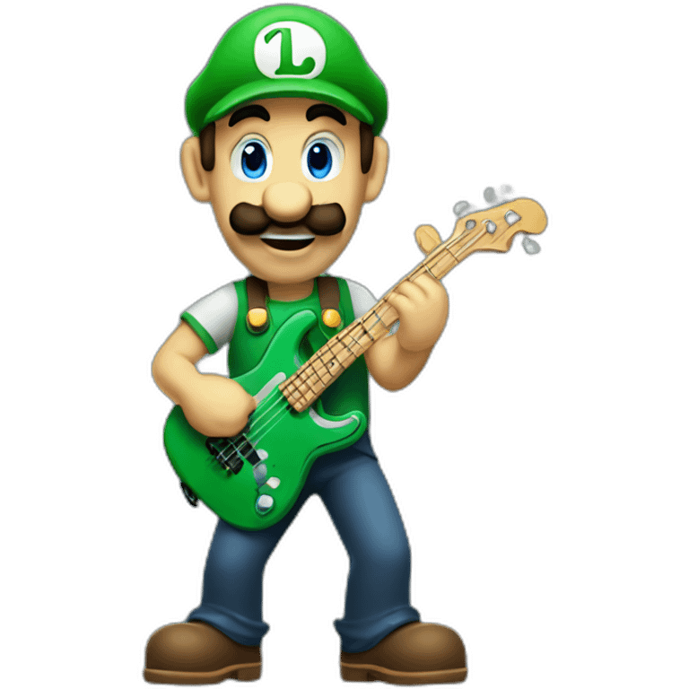 Luigi playing bass guitar emoji