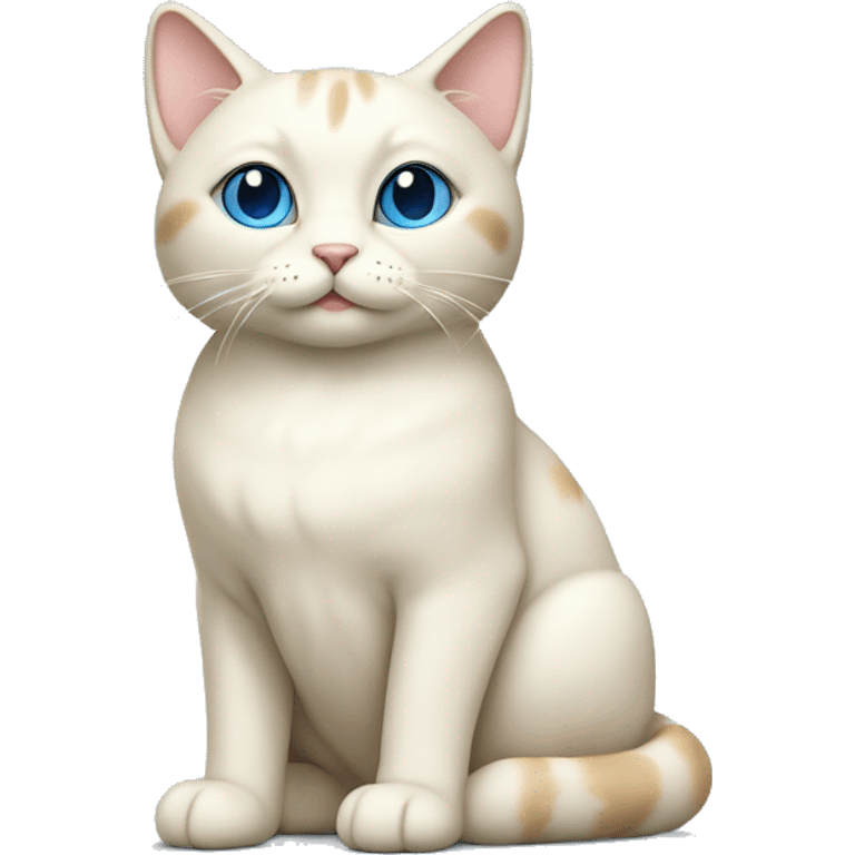 cream cat with blue ejes sitting emoji