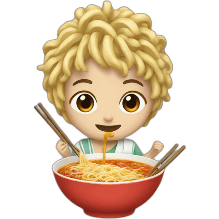 one peace eating ramen emoji