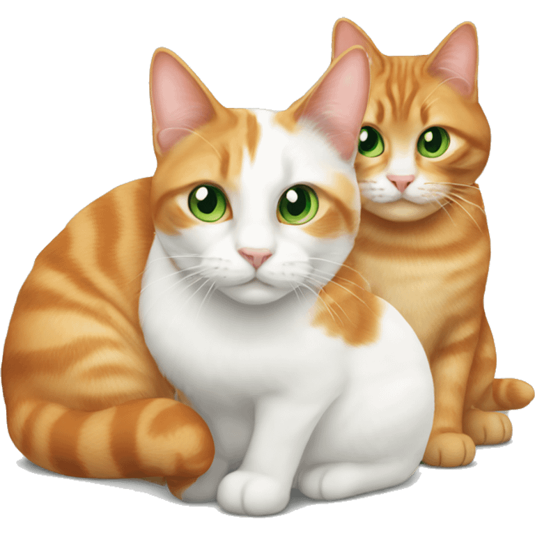 a big and a small , ginger and white cat with green eyes emoji