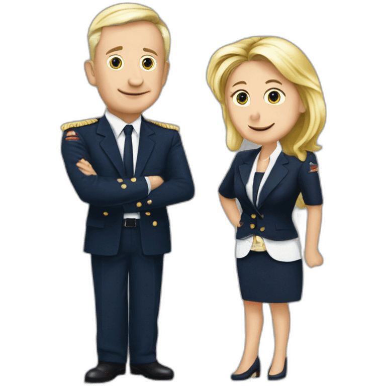 Marine lepen avec Emmanuel Macrons’en brasse emoji