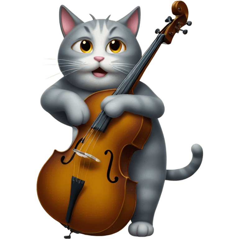 Obese cat playing double bass emoji