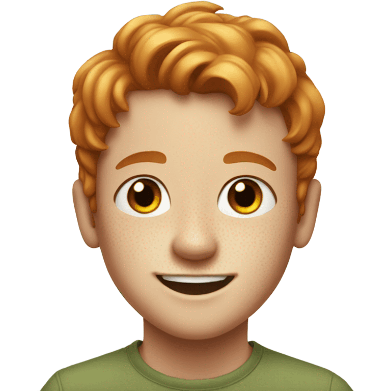 smiling boy with reddish-blonde hair and freckles portrait emoji