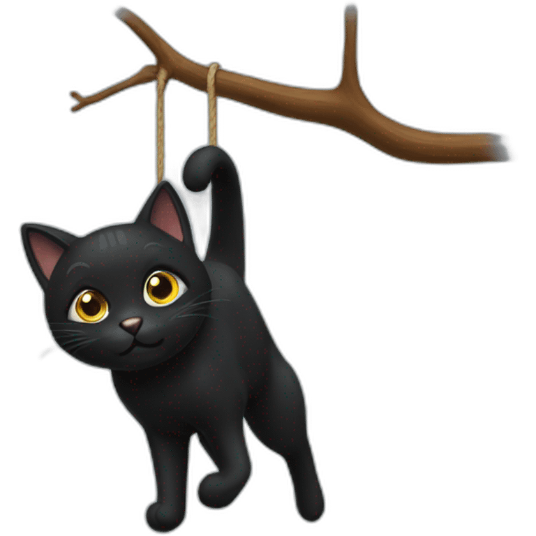 black cat hanging emoji