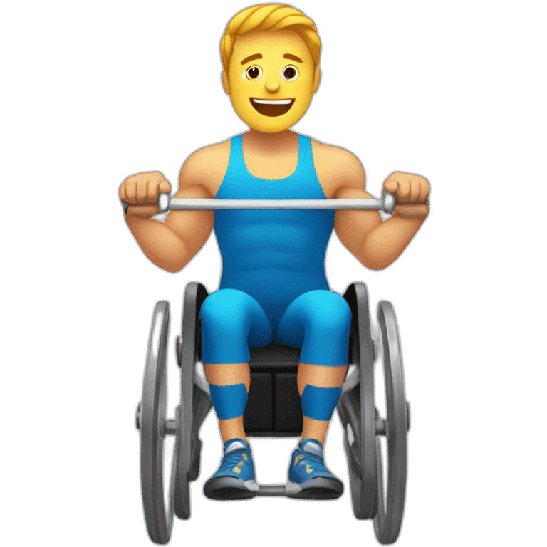 person on wheel chair weightlifting. emoji