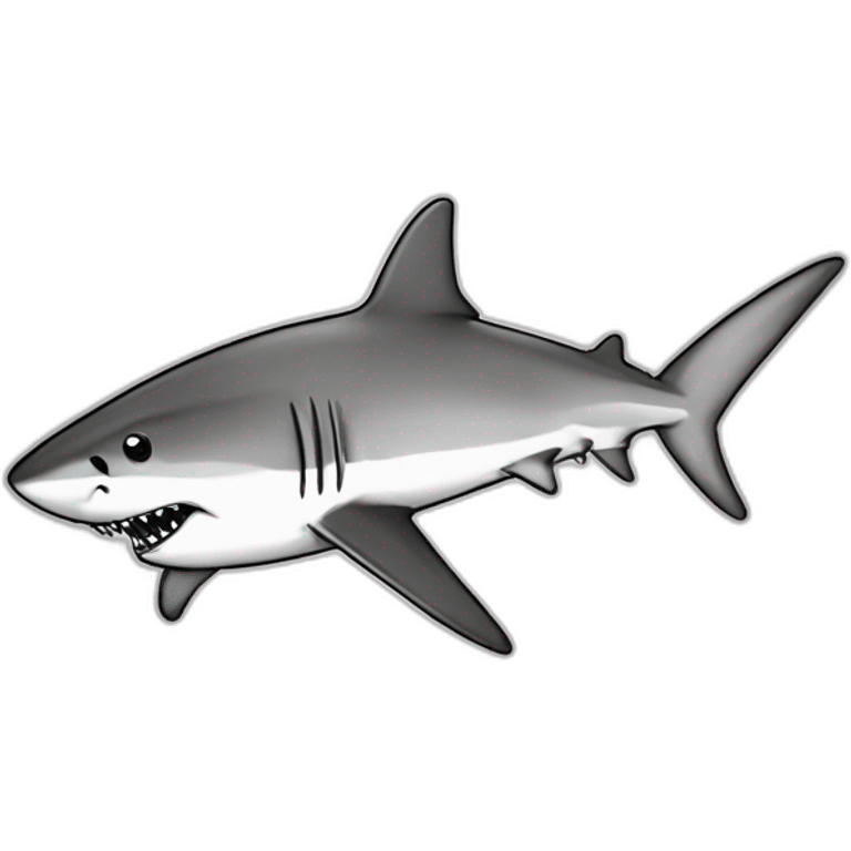 a shark in a (camouflage cap),black and white,cartoon,sketched,sketch emoji