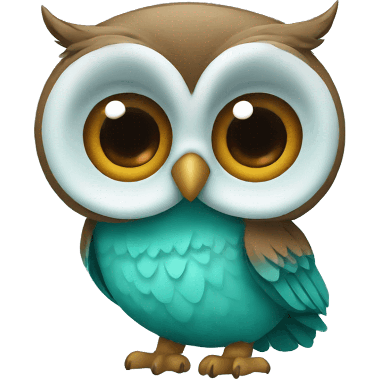 Turquoise owl with brown eyes emoji