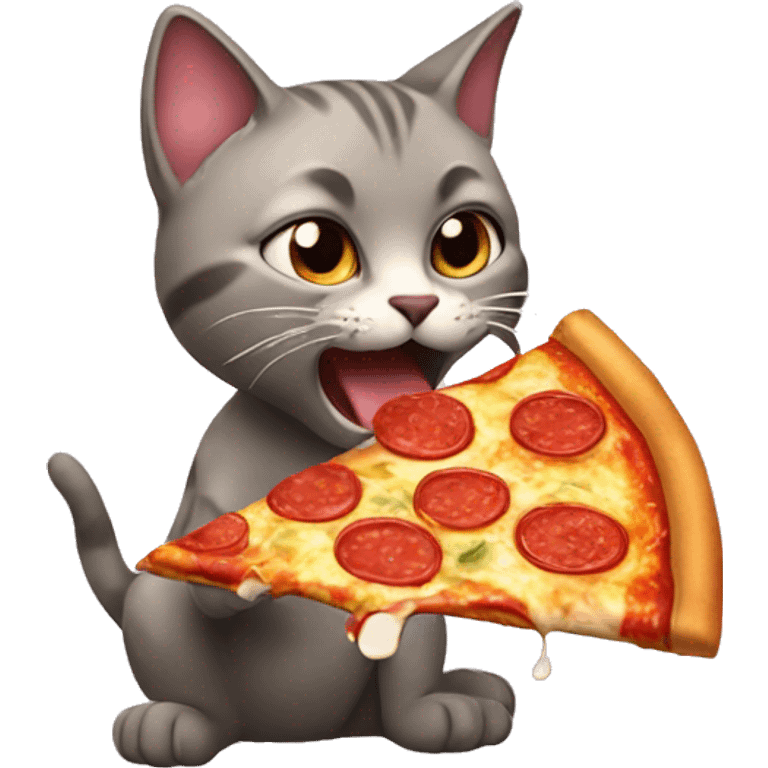 Cat eating pizza emoji