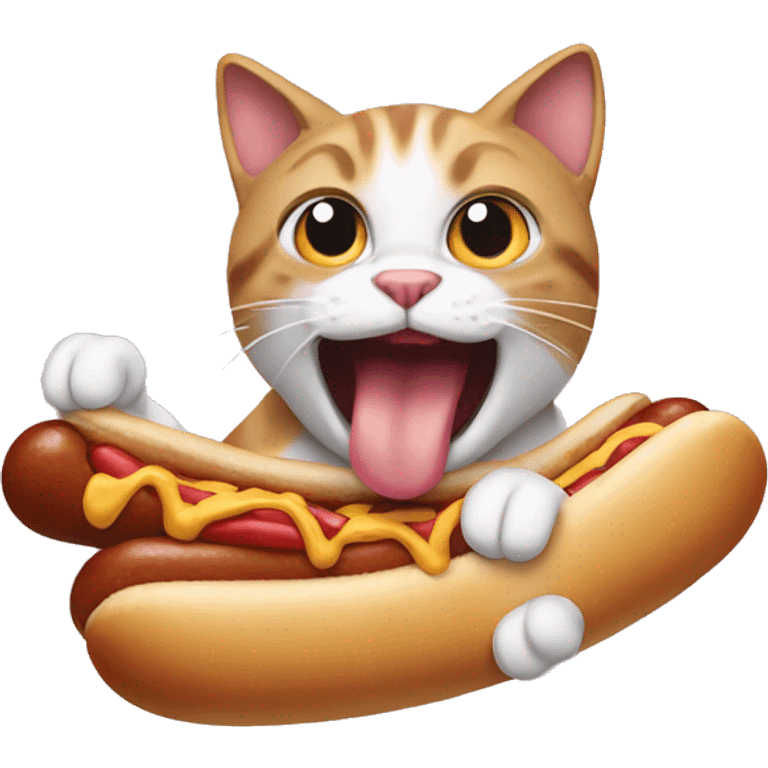 Cat eating hotdog emoji