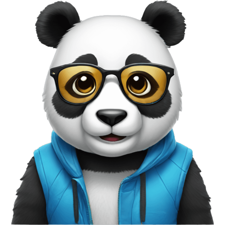 smiling blue panda designer with cool glasses emoji