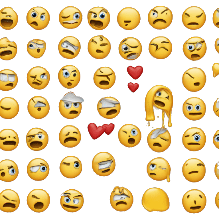 Heartburn, ugh, tongue hanging out, heartburn ugh, giving up look and eyebrows, standard yellow emoji  emoji