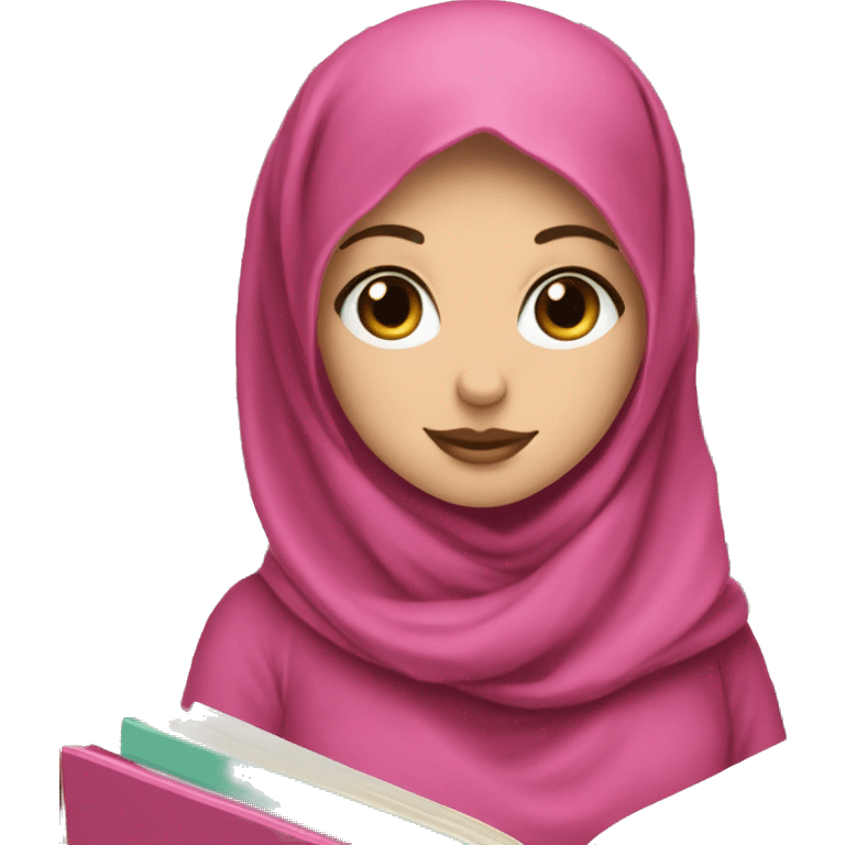 White Girl with pink hijab and books emoji