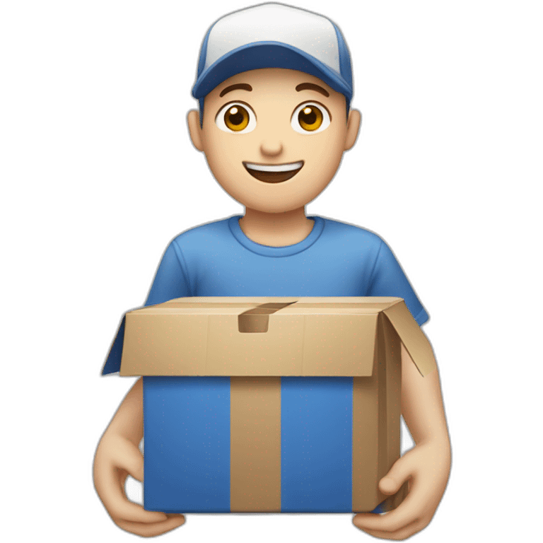 Pale skinned Man in a cap with a box into his hands emoji