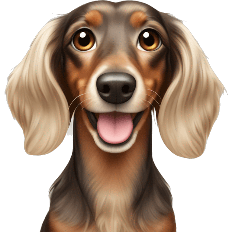 long haired dachshund dapple light brown with cream colored patches emoji