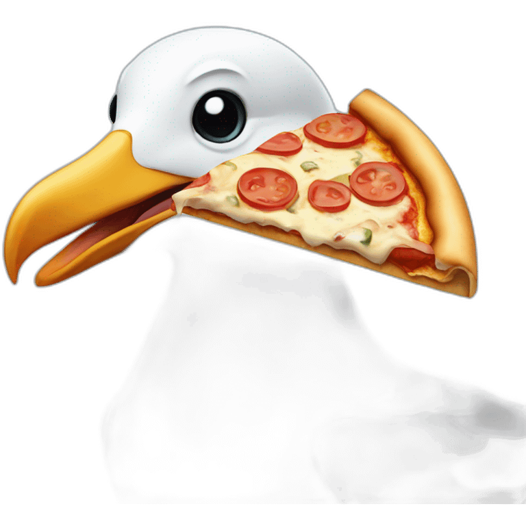 seagull holding pizza slice emoji