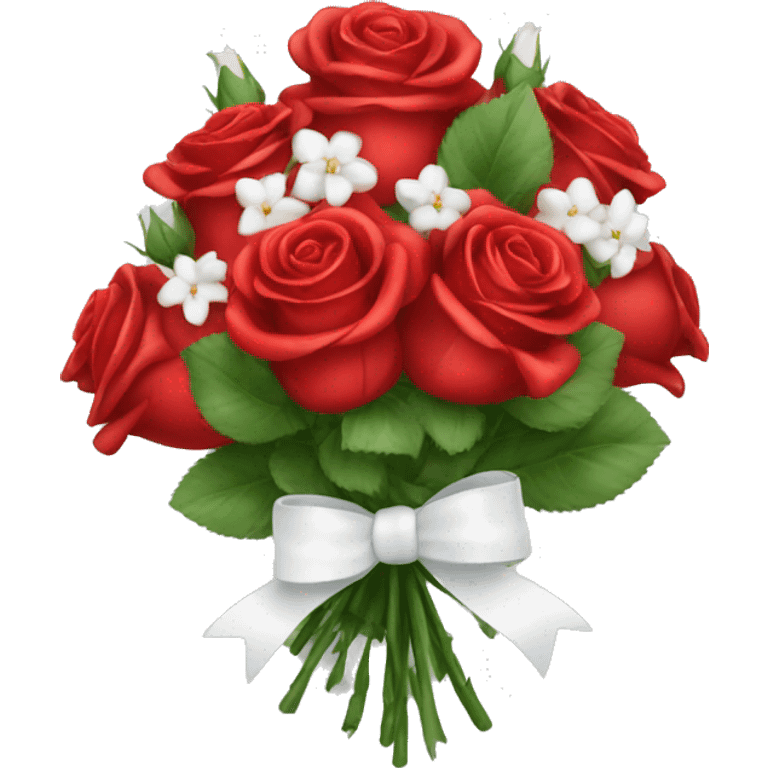 red roses bouquet with white bow emoji