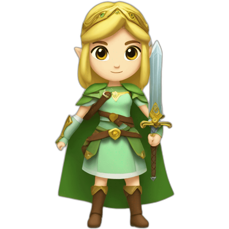 Princess Zelda with sword emoji