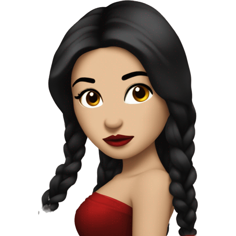 Rosalia with long black hair and red lipstick- Singer emoji