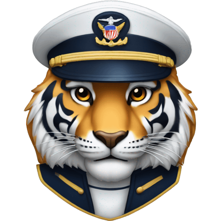 Tiger face emoji in us navy chief uniform emoji