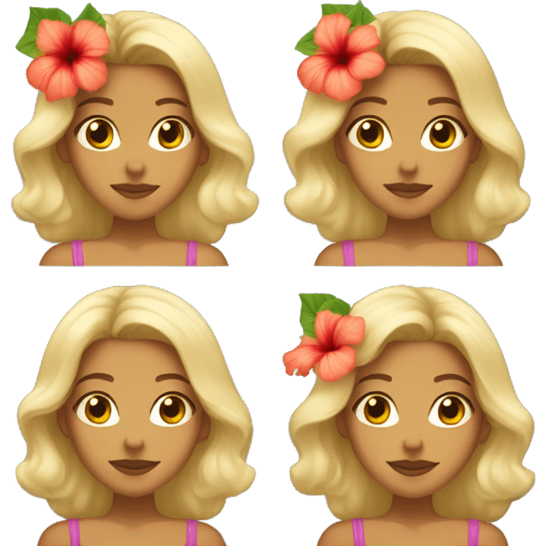 Pretty tan blonde girl with hibiscus flower on her hair  emoji