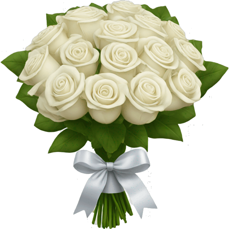 A huge bouquet with white and rose roses with a ribbon emoji