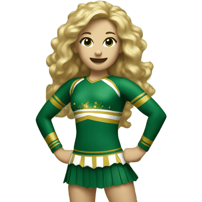 Cheerleading in green and gold emoji