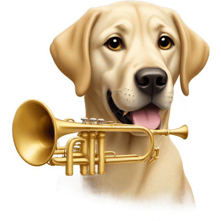 A Labrador playing trumpet emoji