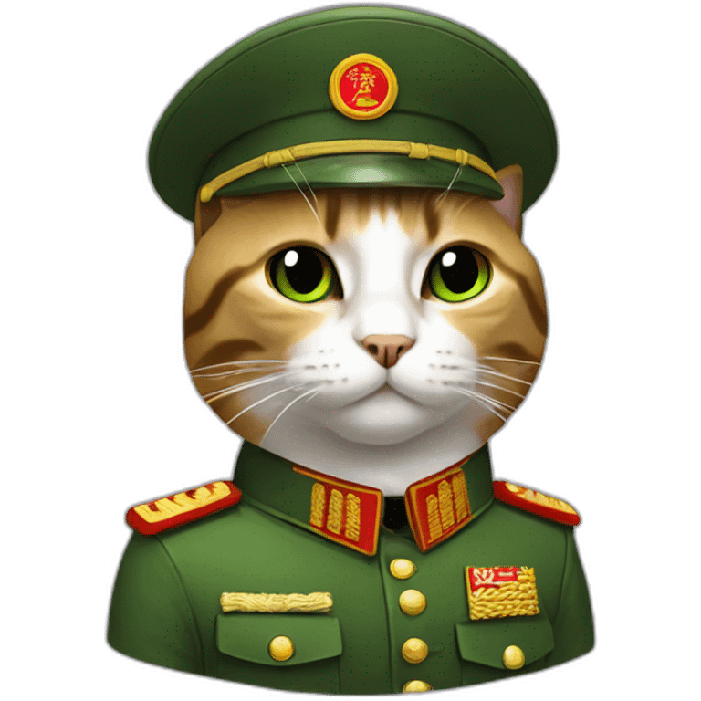 cat wearing chairman mao green military berethat emoji